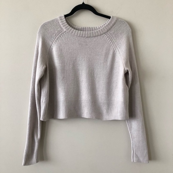 Aritiza βTalulaβ Crop Neutral Wool Blend Sweater